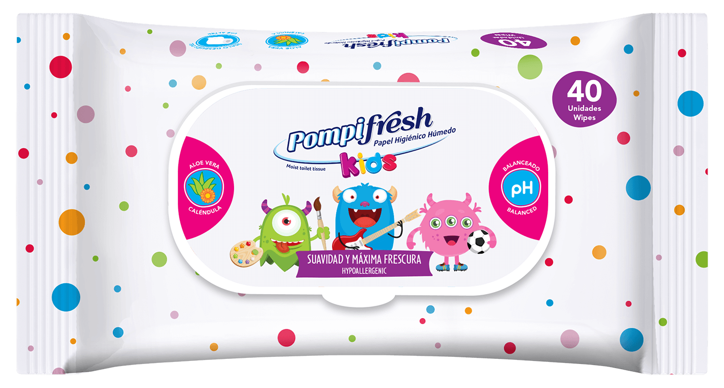 Papel higiénico húmedo - Pompifresh Kids